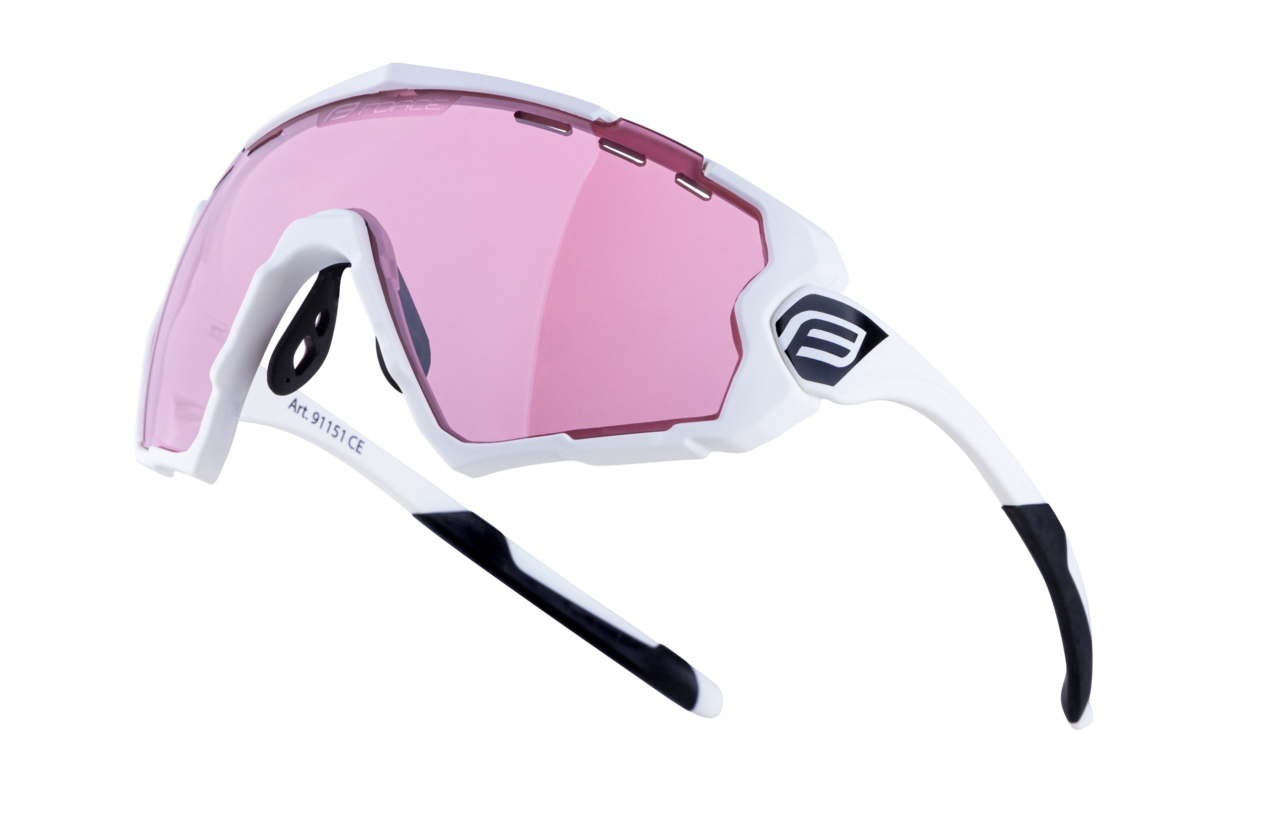 Ochelari Force Ombro alb mat, lentila roz laser
