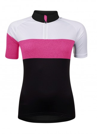 Bluza ciclism Force View Lady maneci scurte negru/alb/roz S