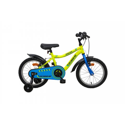 Bicicleta copii Robike Racer 16 galben neon/albastru